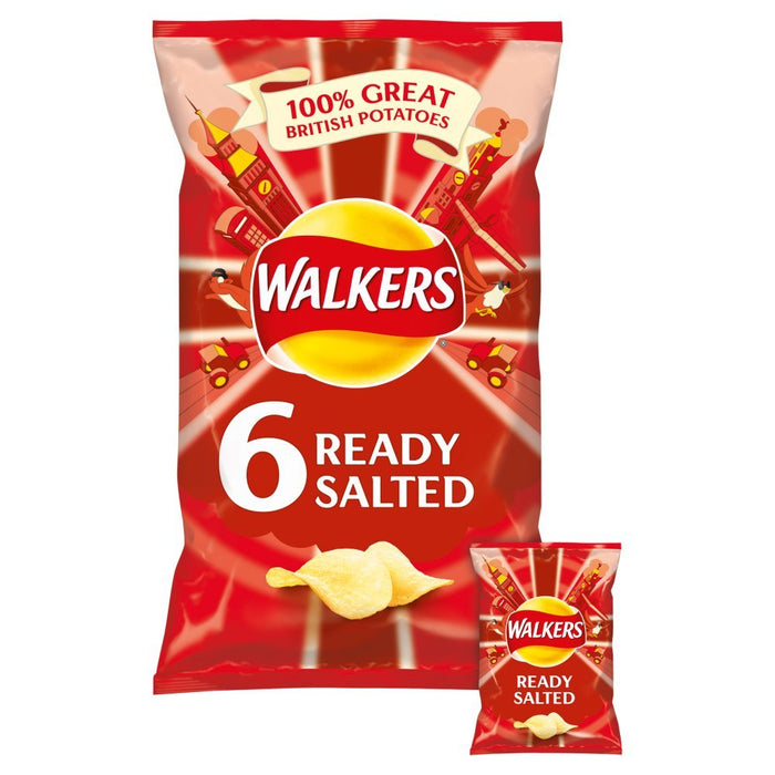 Walkers Ready Salted Crisps (6x25g) - BritishGram.com