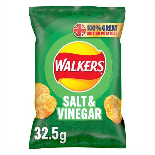 Walkers Salt & Vinegar Crisps, 32.5g (Box of 32) - BritishGram.com