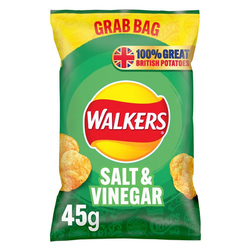 Walkers Salt & Vinegar Grab Bag Crisps 45g (Box of 32) - BritishGram.com