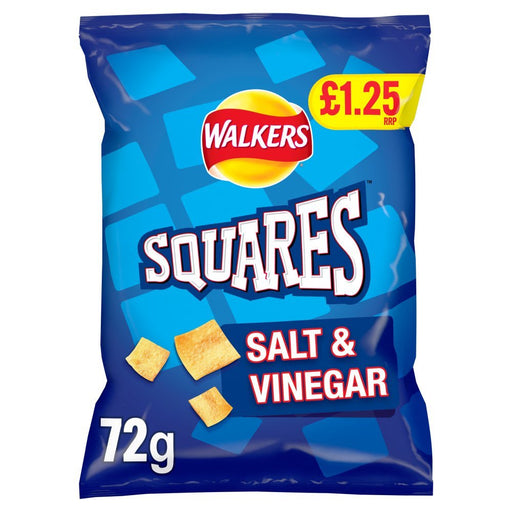 Walkers Squares Salt & Vinegar Snacks, 72g (Box of 18) - BritishGram.com