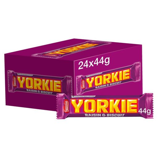 Yorkie Raisin & Biscuit Chocolate Bar 44g (Box of 24) - BritishGram.com